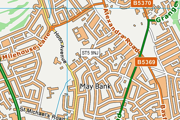 ST5 9NJ map - OS VectorMap District (Ordnance Survey)