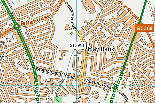 ST5 9NT map - OS VectorMap District (Ordnance Survey)