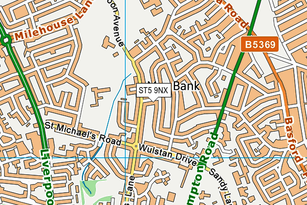 ST5 9NX map - OS VectorMap District (Ordnance Survey)