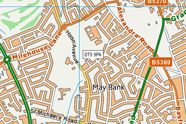 ST5 9PA map - OS VectorMap District (Ordnance Survey)
