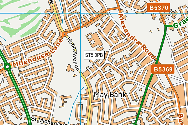 ST5 9PB map - OS VectorMap District (Ordnance Survey)
