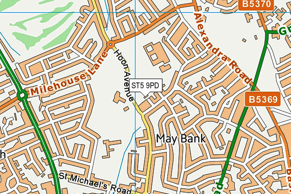 ST5 9PD map - OS VectorMap District (Ordnance Survey)