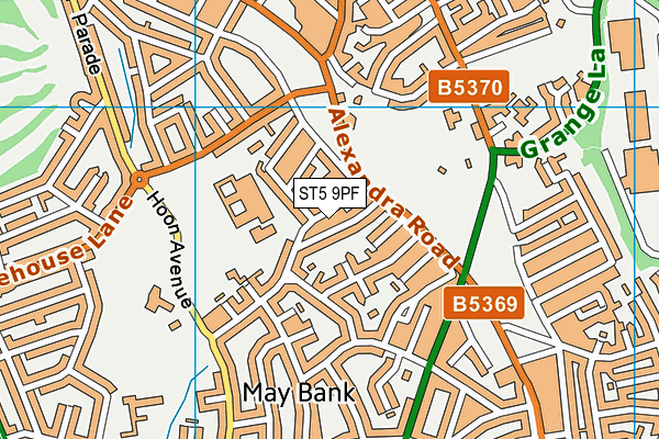 ST5 9PF map - OS VectorMap District (Ordnance Survey)