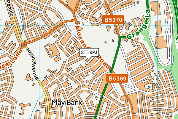 ST5 9PJ map - OS VectorMap District (Ordnance Survey)
