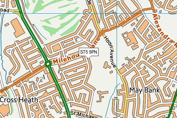 ST5 9PN map - OS VectorMap District (Ordnance Survey)