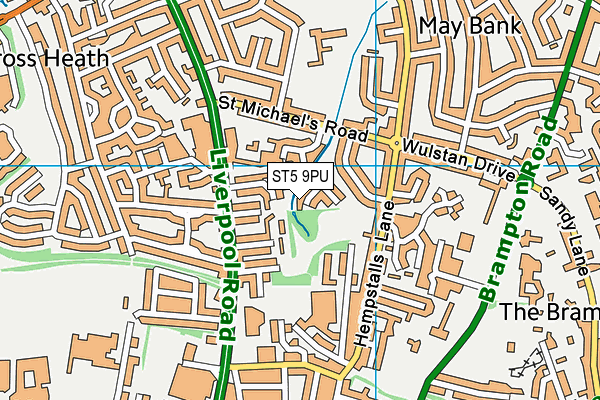 ST5 9PU map - OS VectorMap District (Ordnance Survey)