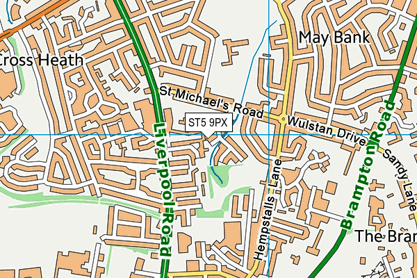 ST5 9PX map - OS VectorMap District (Ordnance Survey)