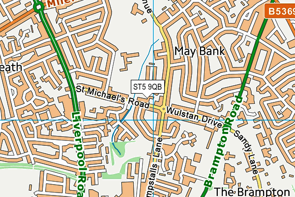 ST5 9QB map - OS VectorMap District (Ordnance Survey)