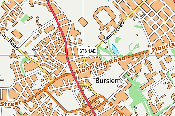 ST6 1AE map - OS VectorMap District (Ordnance Survey)