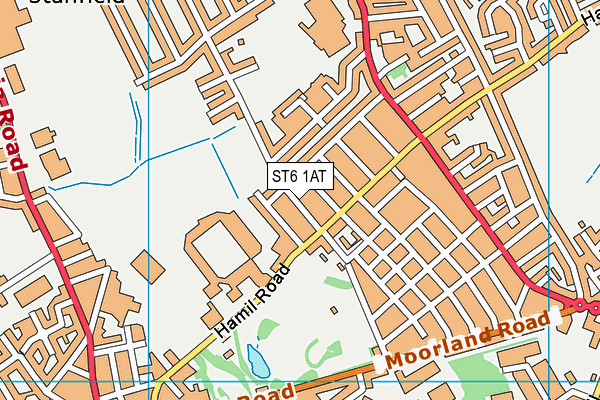 ST6 1AT map - OS VectorMap District (Ordnance Survey)