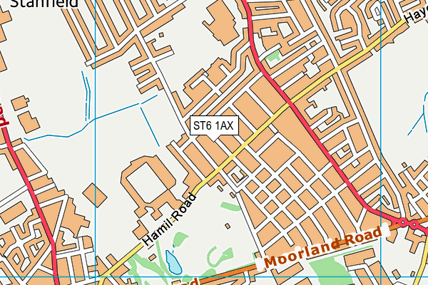 ST6 1AX map - OS VectorMap District (Ordnance Survey)