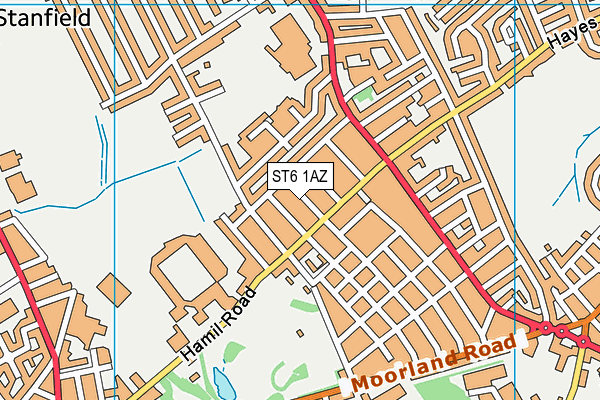 ST6 1AZ map - OS VectorMap District (Ordnance Survey)