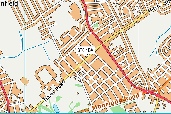 ST6 1BA map - OS VectorMap District (Ordnance Survey)