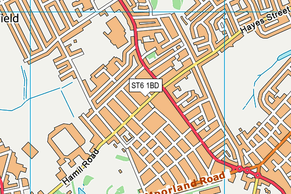 ST6 1BD map - OS VectorMap District (Ordnance Survey)