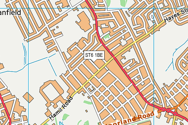 ST6 1BE map - OS VectorMap District (Ordnance Survey)