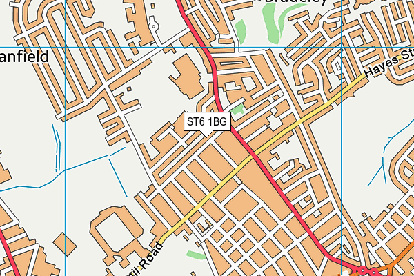 ST6 1BG map - OS VectorMap District (Ordnance Survey)