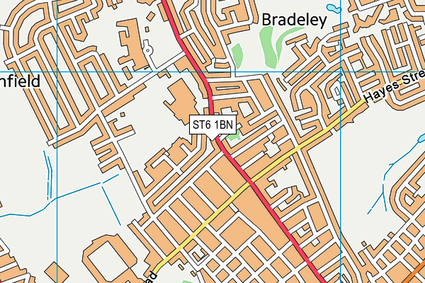 ST6 1BN map - OS VectorMap District (Ordnance Survey)