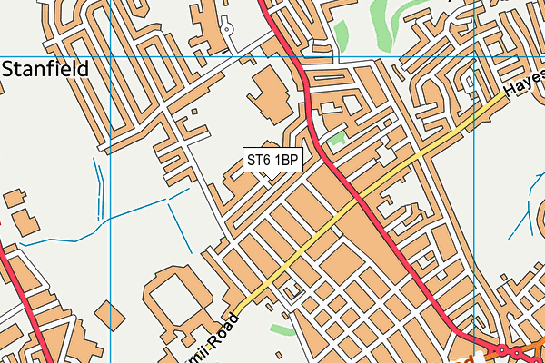 ST6 1BP map - OS VectorMap District (Ordnance Survey)