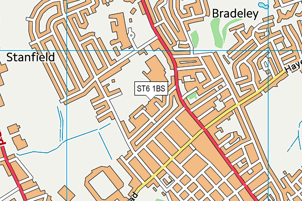 ST6 1BS map - OS VectorMap District (Ordnance Survey)