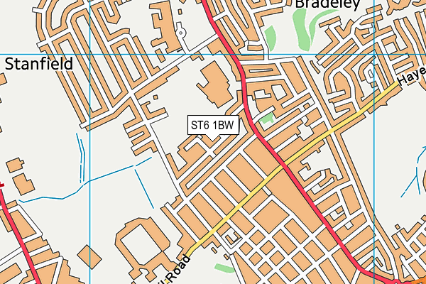 ST6 1BW map - OS VectorMap District (Ordnance Survey)