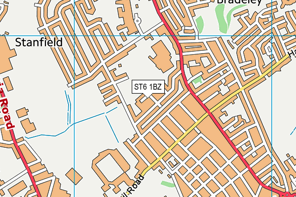 ST6 1BZ map - OS VectorMap District (Ordnance Survey)