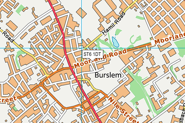 ST6 1DT map - OS VectorMap District (Ordnance Survey)