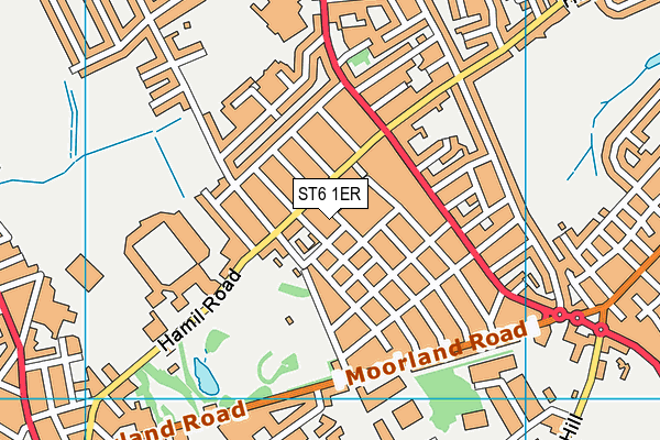 ST6 1ER map - OS VectorMap District (Ordnance Survey)