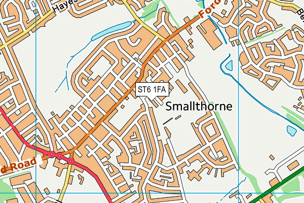 ST6 1FA map - OS VectorMap District (Ordnance Survey)