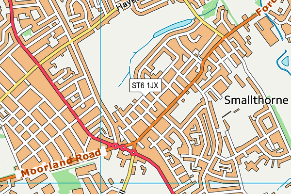 ST6 1JX map - OS VectorMap District (Ordnance Survey)