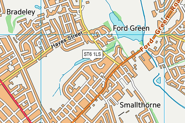 ST6 1LS map - OS VectorMap District (Ordnance Survey)