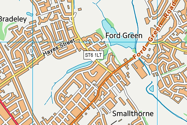 ST6 1LT map - OS VectorMap District (Ordnance Survey)