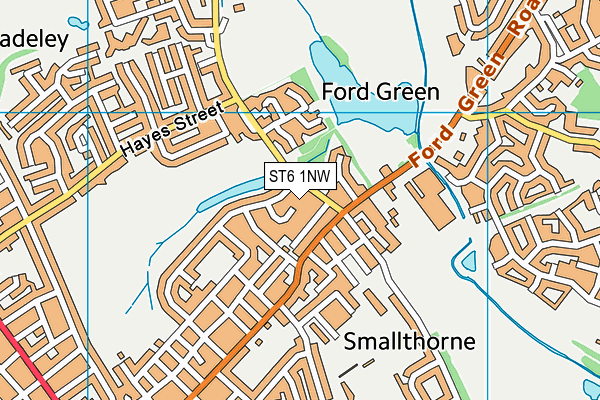 ST6 1NW map - OS VectorMap District (Ordnance Survey)