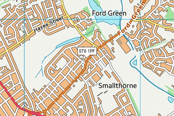 ST6 1PF map - OS VectorMap District (Ordnance Survey)