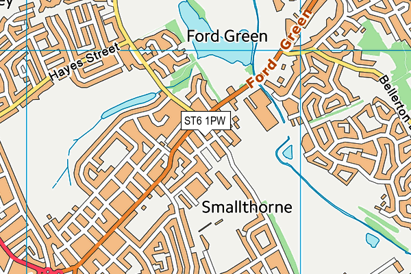 ST6 1PW map - OS VectorMap District (Ordnance Survey)