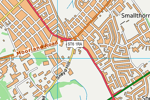 ST6 1RA map - OS VectorMap District (Ordnance Survey)