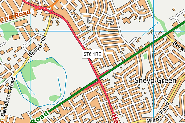 ST6 1RE map - OS VectorMap District (Ordnance Survey)