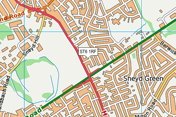 ST6 1RF map - OS VectorMap District (Ordnance Survey)