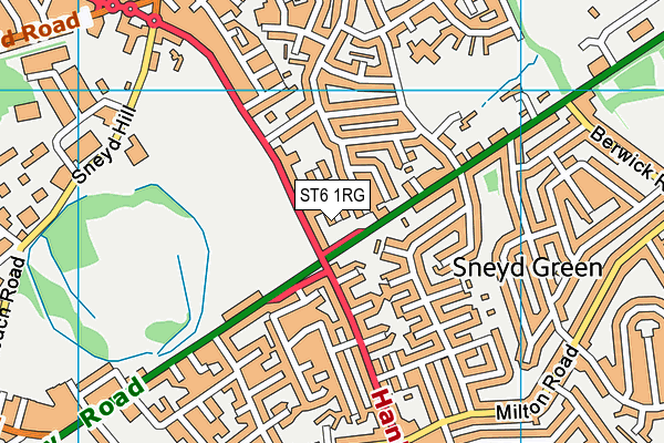 ST6 1RG map - OS VectorMap District (Ordnance Survey)