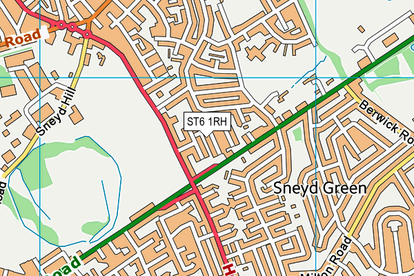 ST6 1RH map - OS VectorMap District (Ordnance Survey)