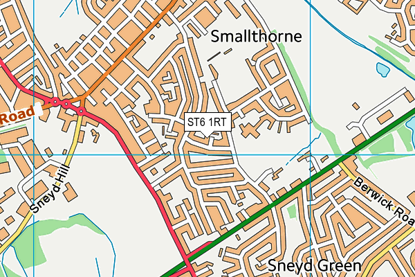 ST6 1RT map - OS VectorMap District (Ordnance Survey)