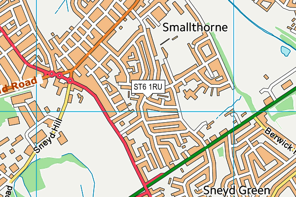 ST6 1RU map - OS VectorMap District (Ordnance Survey)