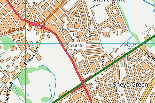 ST6 1SF map - OS VectorMap District (Ordnance Survey)