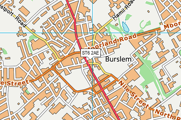 ST6 2AE map - OS VectorMap District (Ordnance Survey)