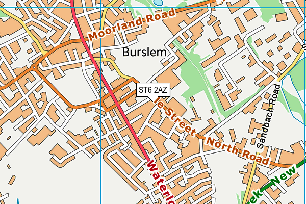 ST6 2AZ map - OS VectorMap District (Ordnance Survey)