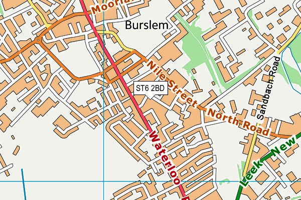 ST6 2BD map - OS VectorMap District (Ordnance Survey)