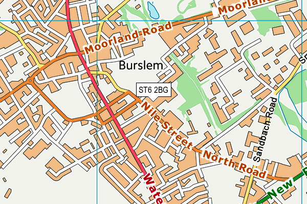 ST6 2BG map - OS VectorMap District (Ordnance Survey)