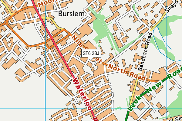 ST6 2BJ map - OS VectorMap District (Ordnance Survey)