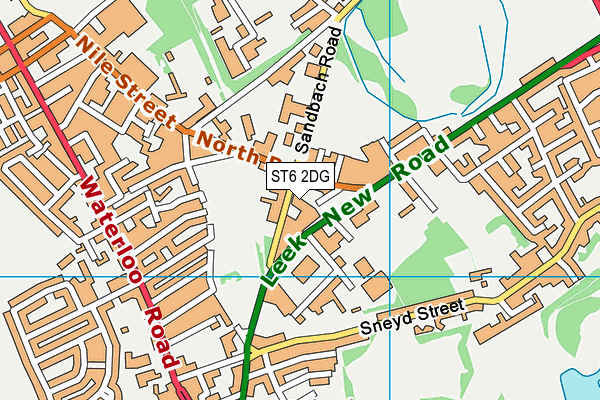 ST6 2DG map - OS VectorMap District (Ordnance Survey)