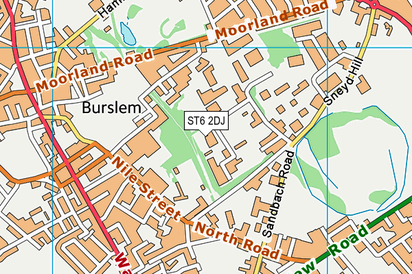 ST6 2DJ map - OS VectorMap District (Ordnance Survey)