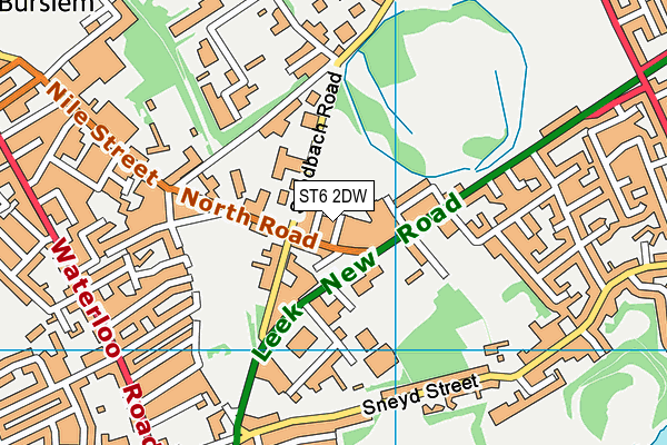 ST6 2DW map - OS VectorMap District (Ordnance Survey)